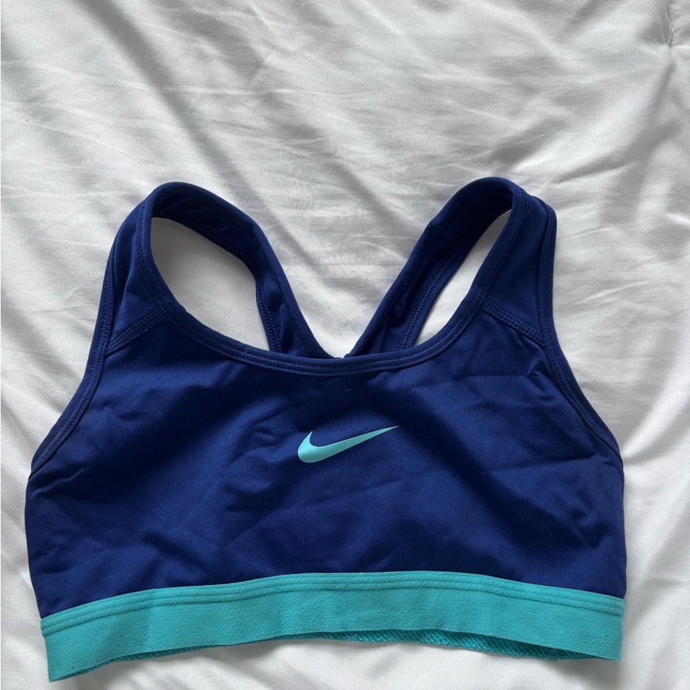 Nike Women's Navy and Teal Sports Bra